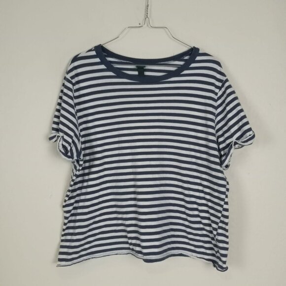 Wild Fable Striped Crop Top T-Shirt XXL Blue White Womans - Picture 3 of 5